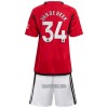 Camisola + Calções Manchester United Van De Beek 34 Criança Equipamento 1ª 23/24